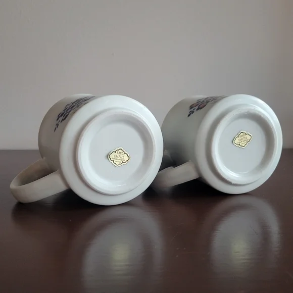 Vintage Otagiri Japan Blue Floral Stoneware Mugs, Set of 2 - Picture 3 of 5